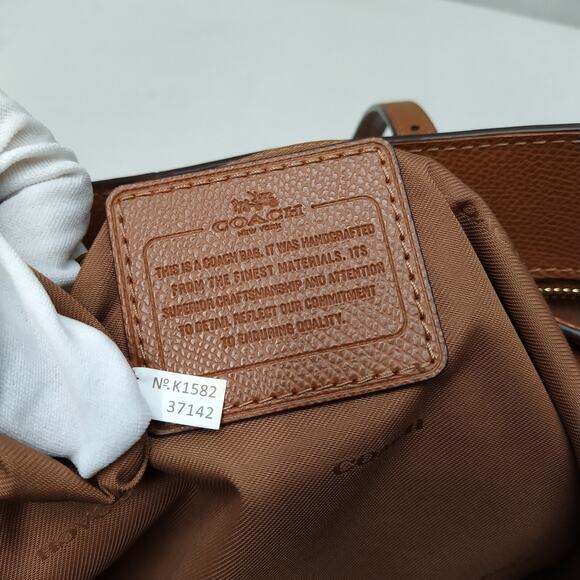 Coach Brown Pebbled Leather Turnlock Double Handles Large Tote Shoulder Bag - Picture 12 of 16